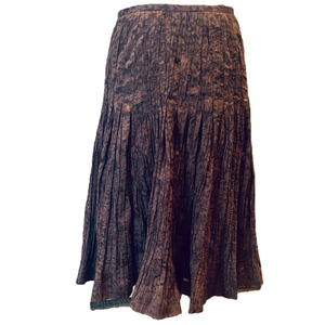 NWOT Bianca Nygard Petite Boho Crimped Fabric Peasant Midi Skirt Size 4P Brown